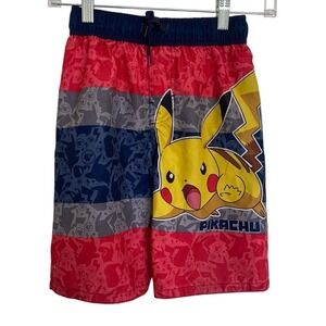 Bundle & Save Pokemon Pikachu Swim Trunks Boys Swimsuit Shorts Red Blue Size M